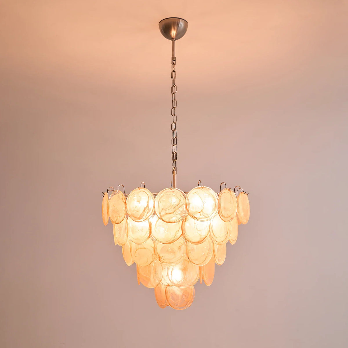 Elodie Gold Swirl Disc Glass Chandelier – Glass detail 13