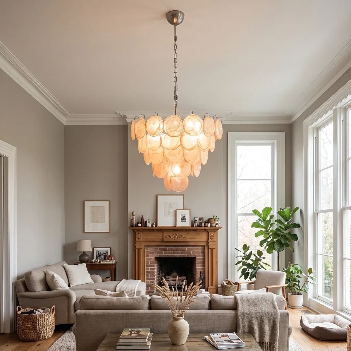 Elodie Gold Swirl Disc Glass Chandelier – Glass detail 3