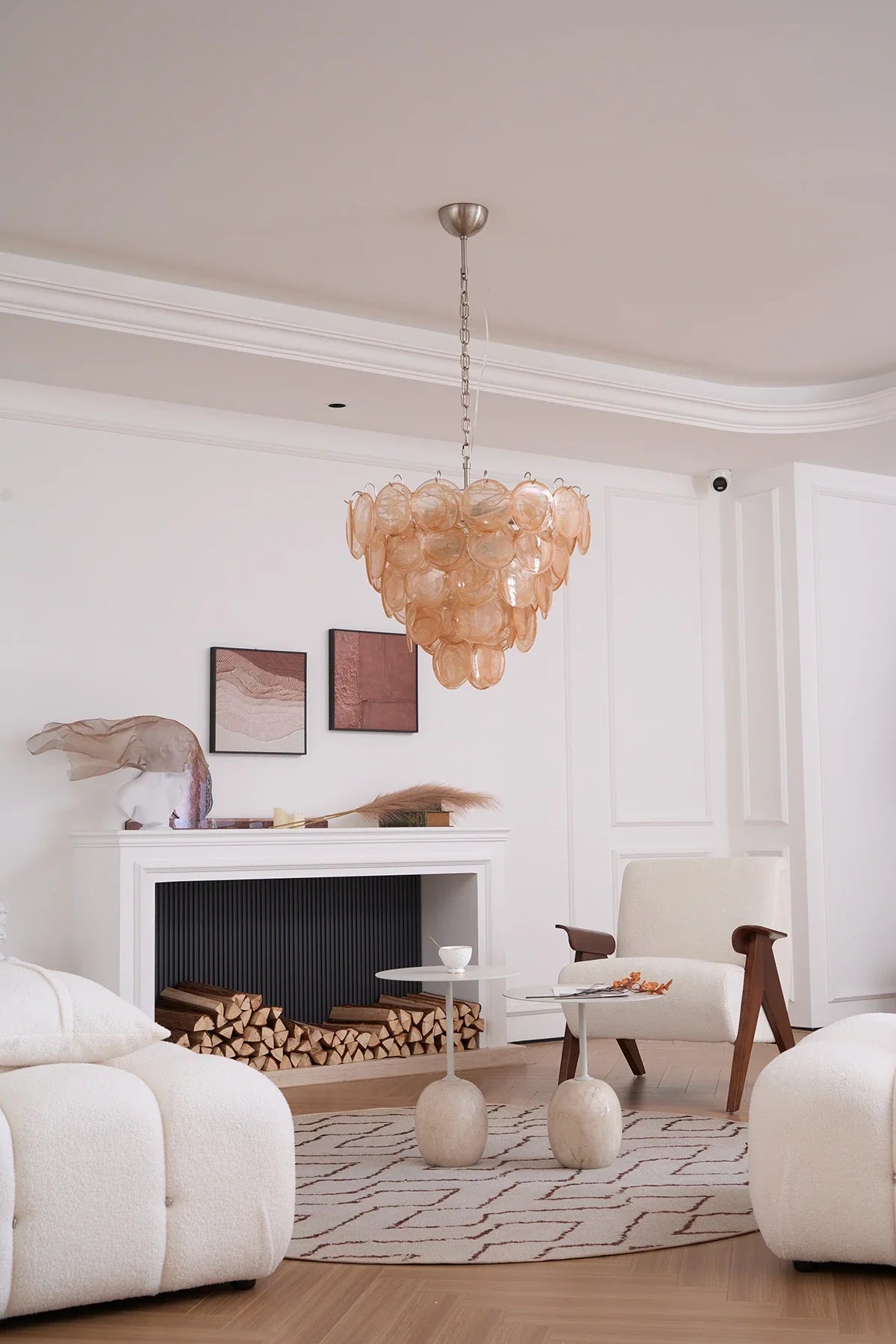 Elodie Gold Swirl Disc Glass Chandelier – Glass detail 11