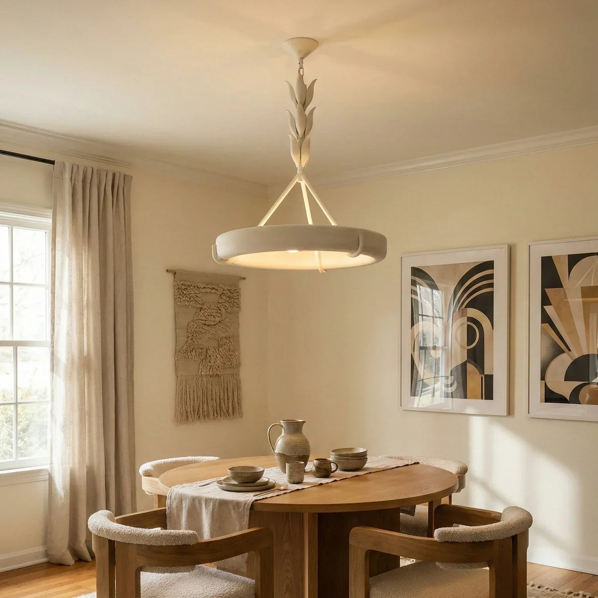 Elodie Plaster Petal Ring Chandelier – Plaster detail 3