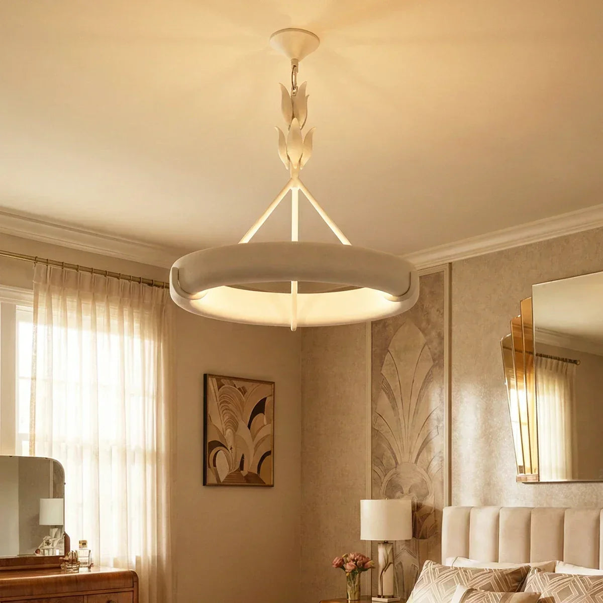 Elodie Plaster Petal Ring Chandelier – Plaster detail 4