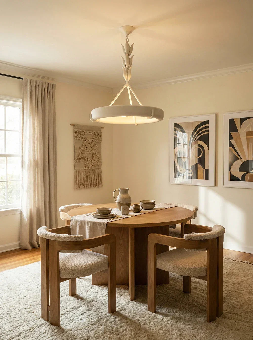 Elodie Plaster Petal Ring Chandelier – Plaster detail 12