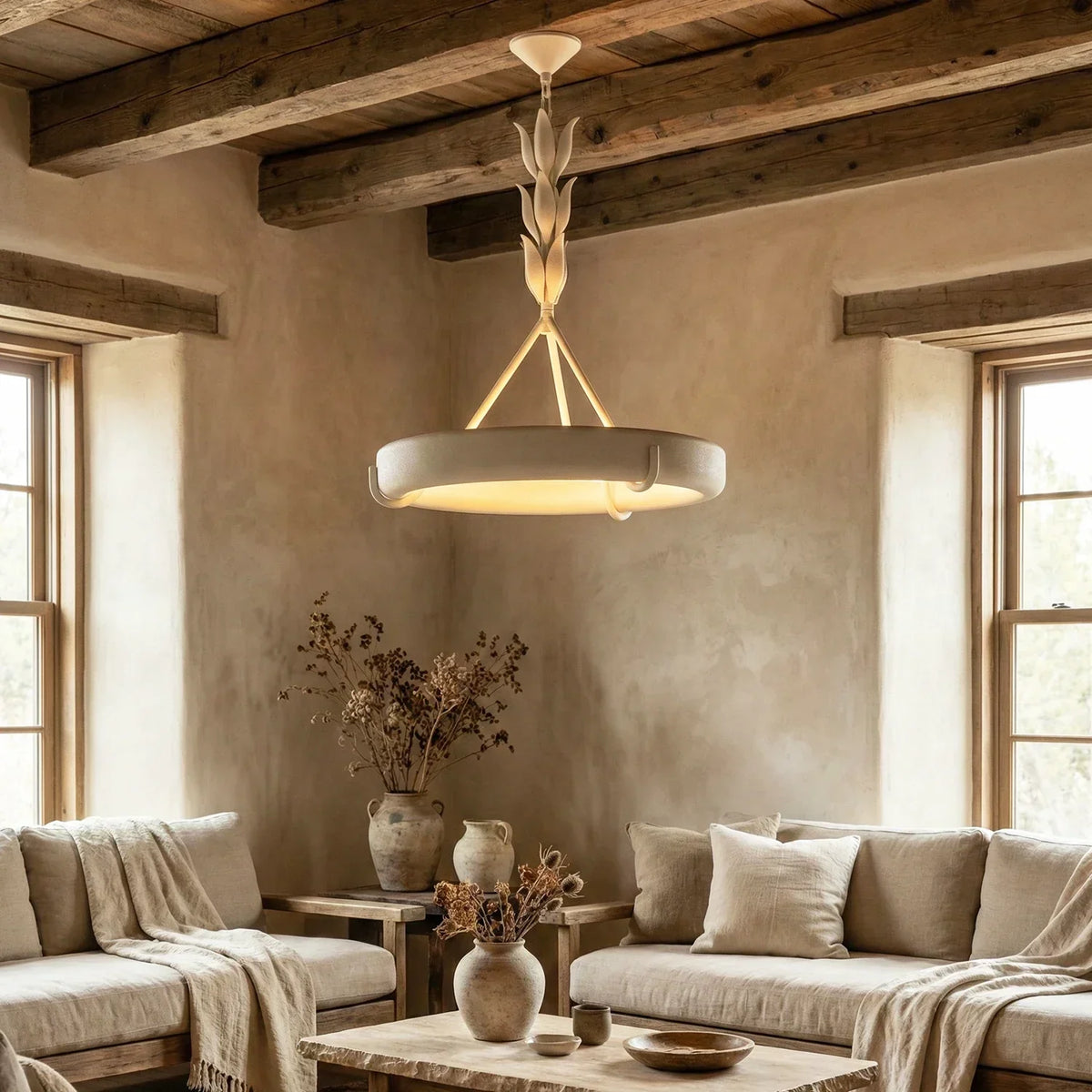 Elodie Plaster Petal Ring Chandelier – Plaster detail 5