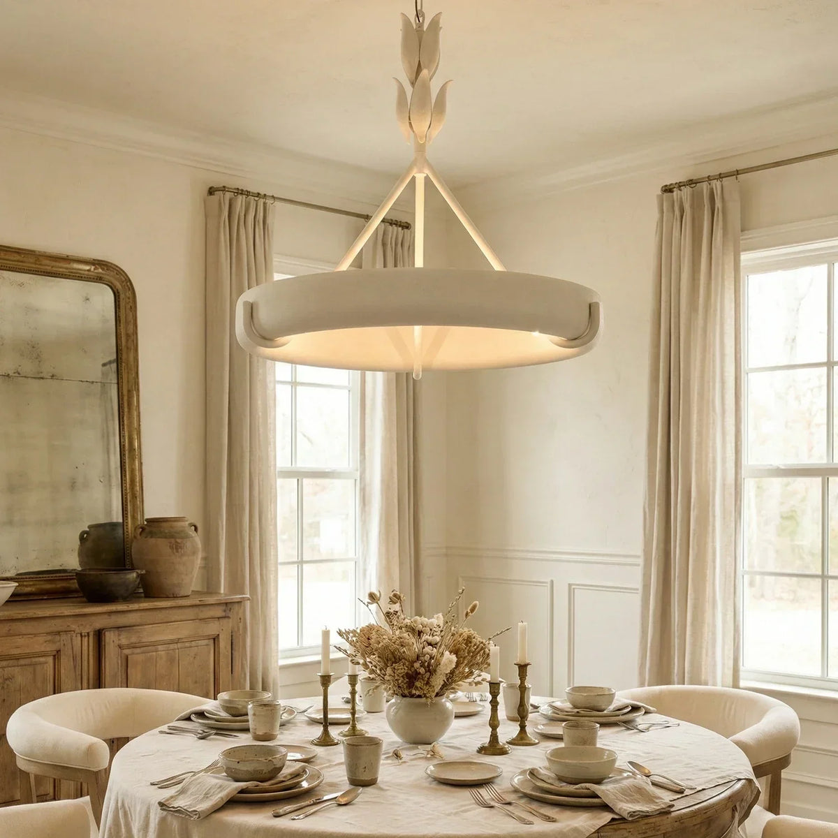 Elodie Plaster Petal Ring Chandelier – Plaster detail 10