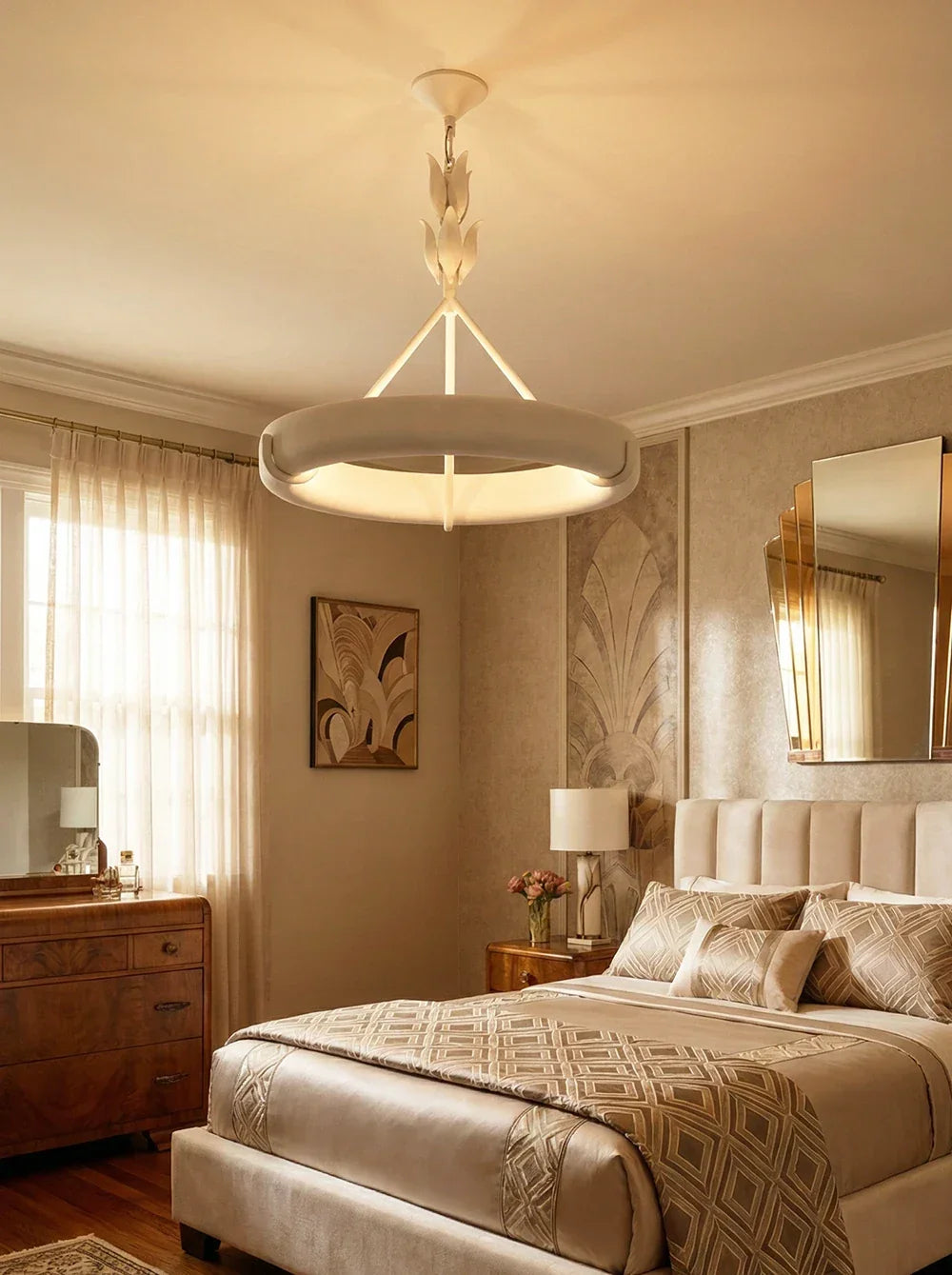 Elodie Plaster Petal Ring Chandelier – Plaster detail 11