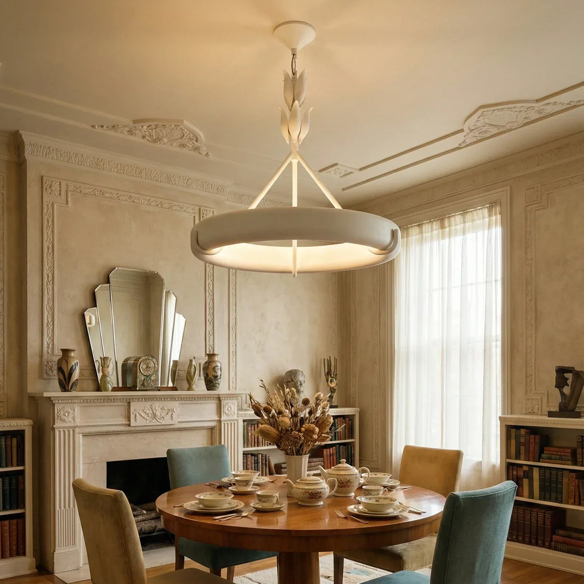 Elodie Plaster Petal Ring Chandelier – Plaster detail 2