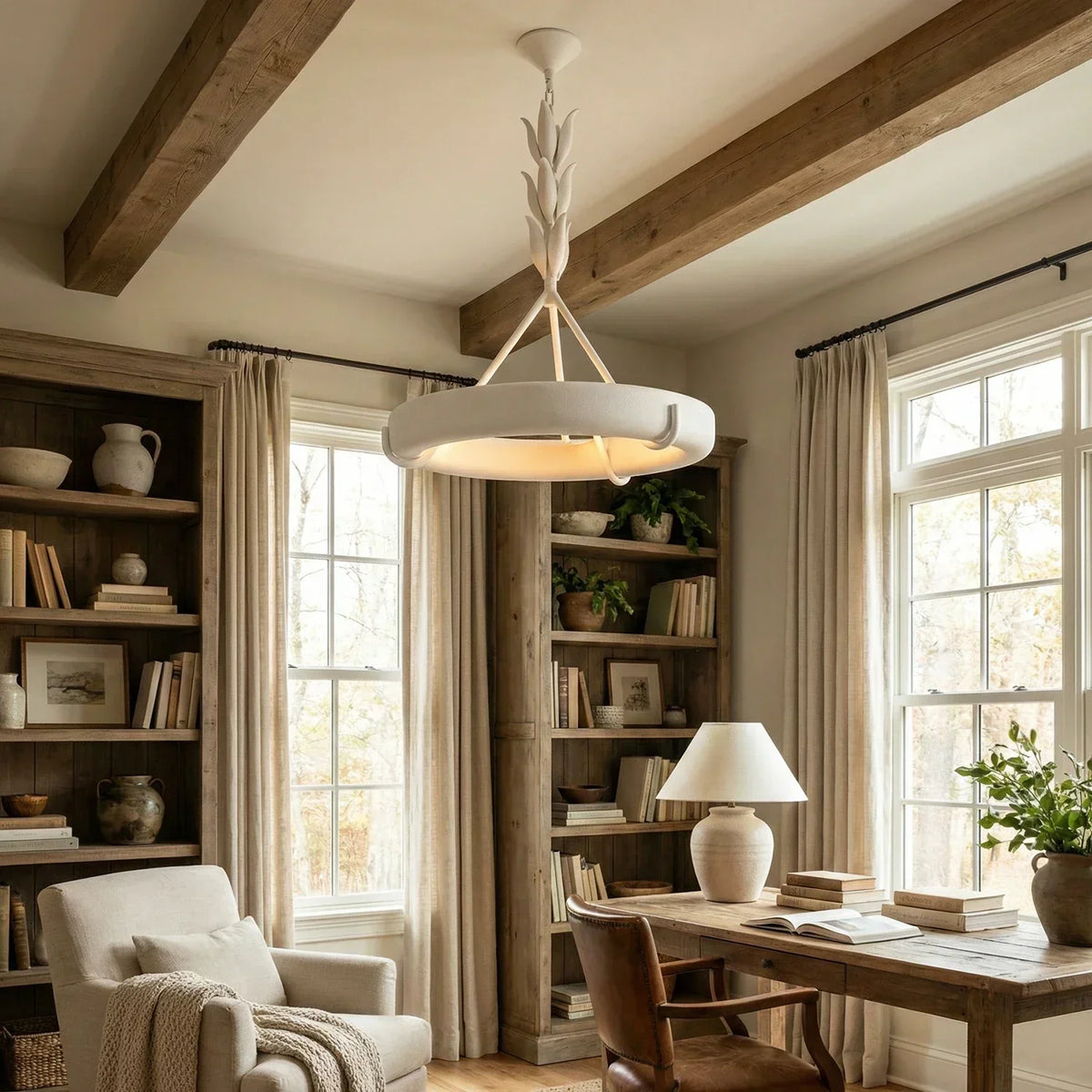 Elodie Plaster Petal Ring Chandelier – Plaster detail 8