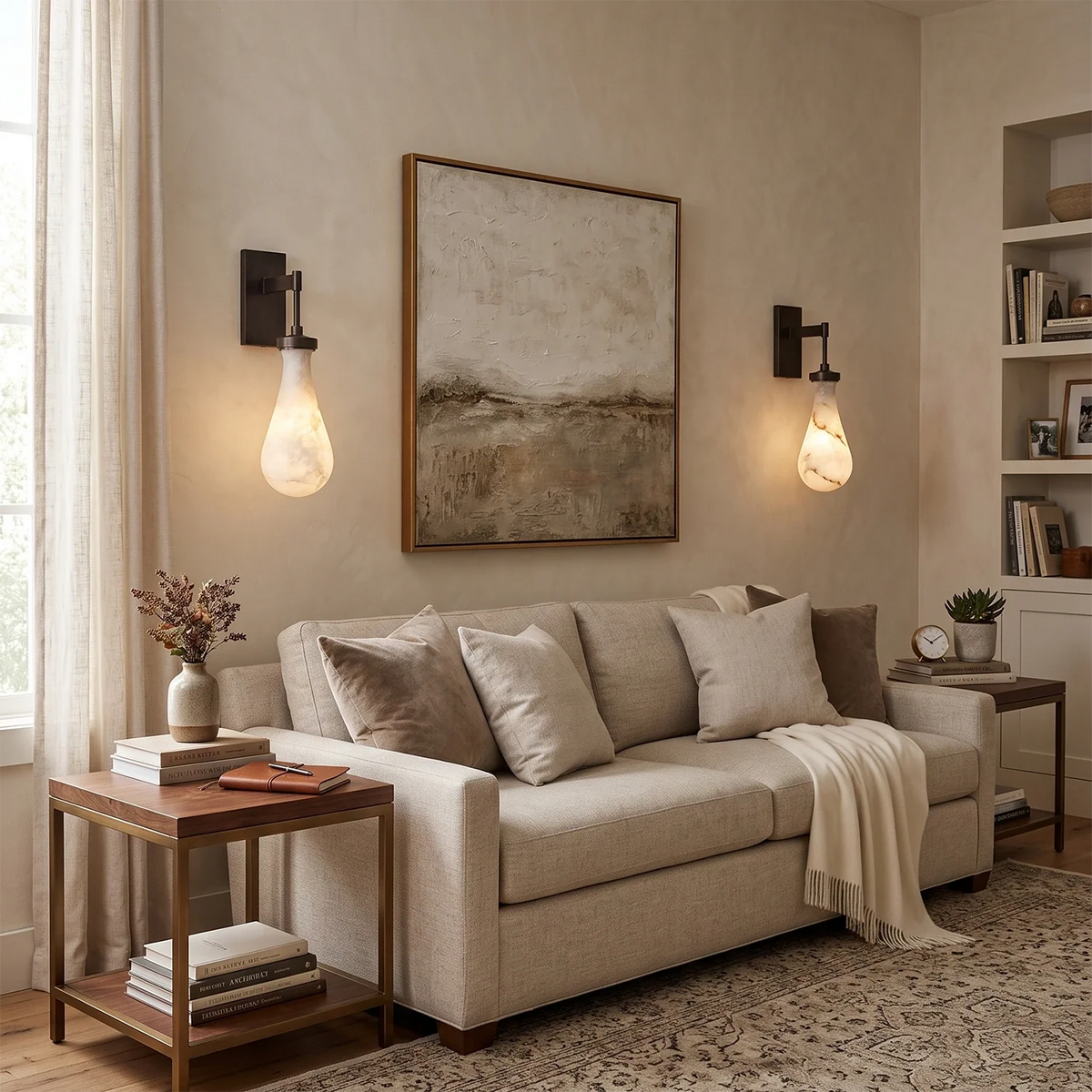 Elowen Alabaster Teardrop Wall Sconce – Alabaster detail 8