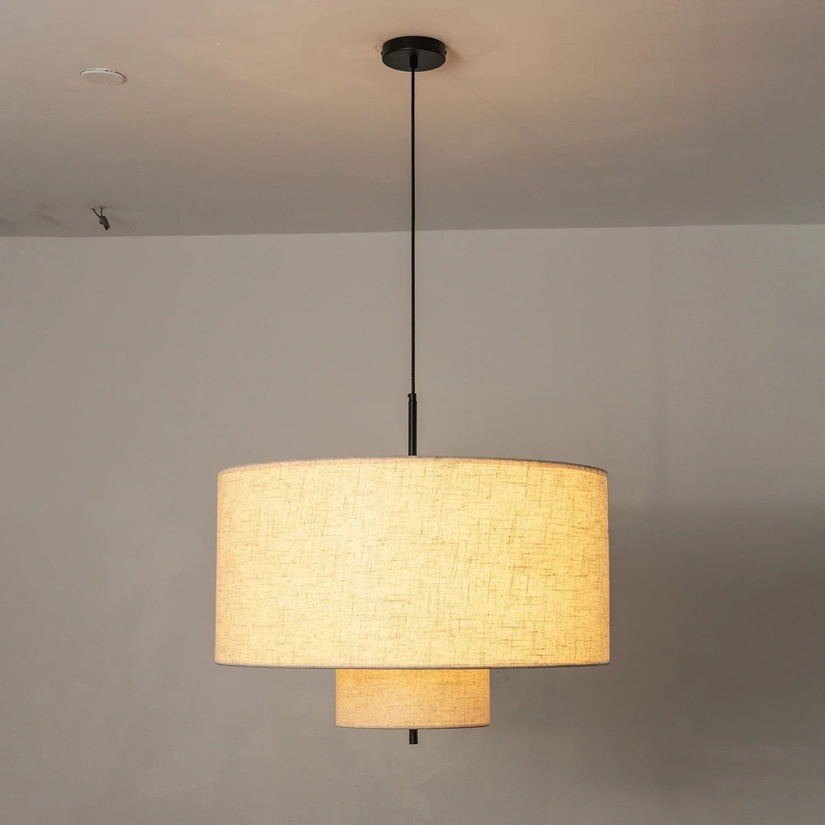 Fabric Double Layer Drum Iron Pendant Light – Iron detail 22
