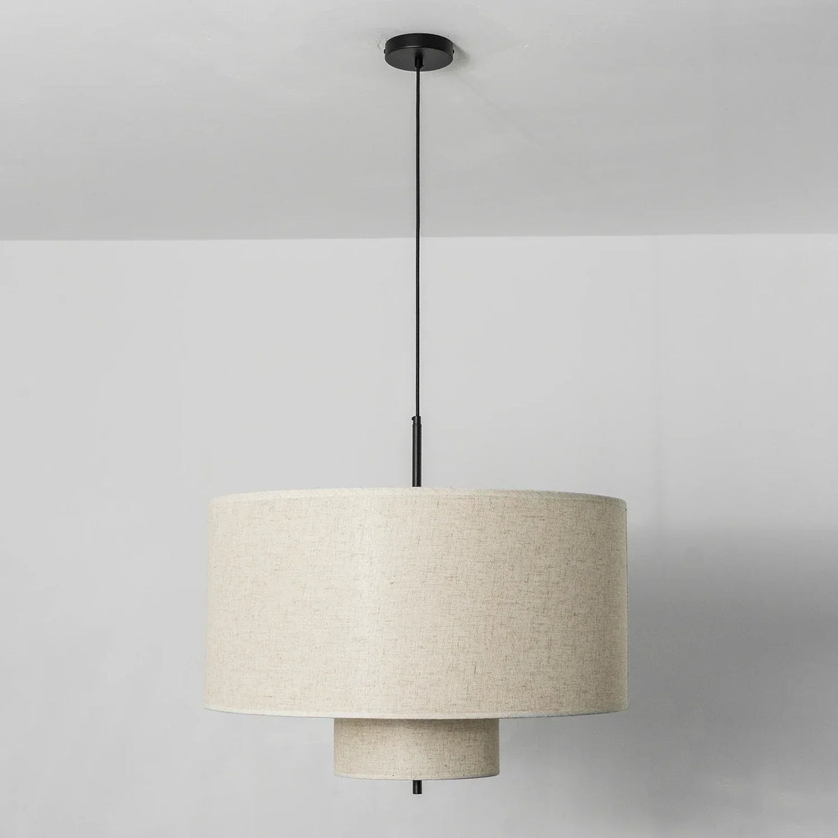 Fabric Double Layer Drum Iron Pendant Light – Iron detail 23