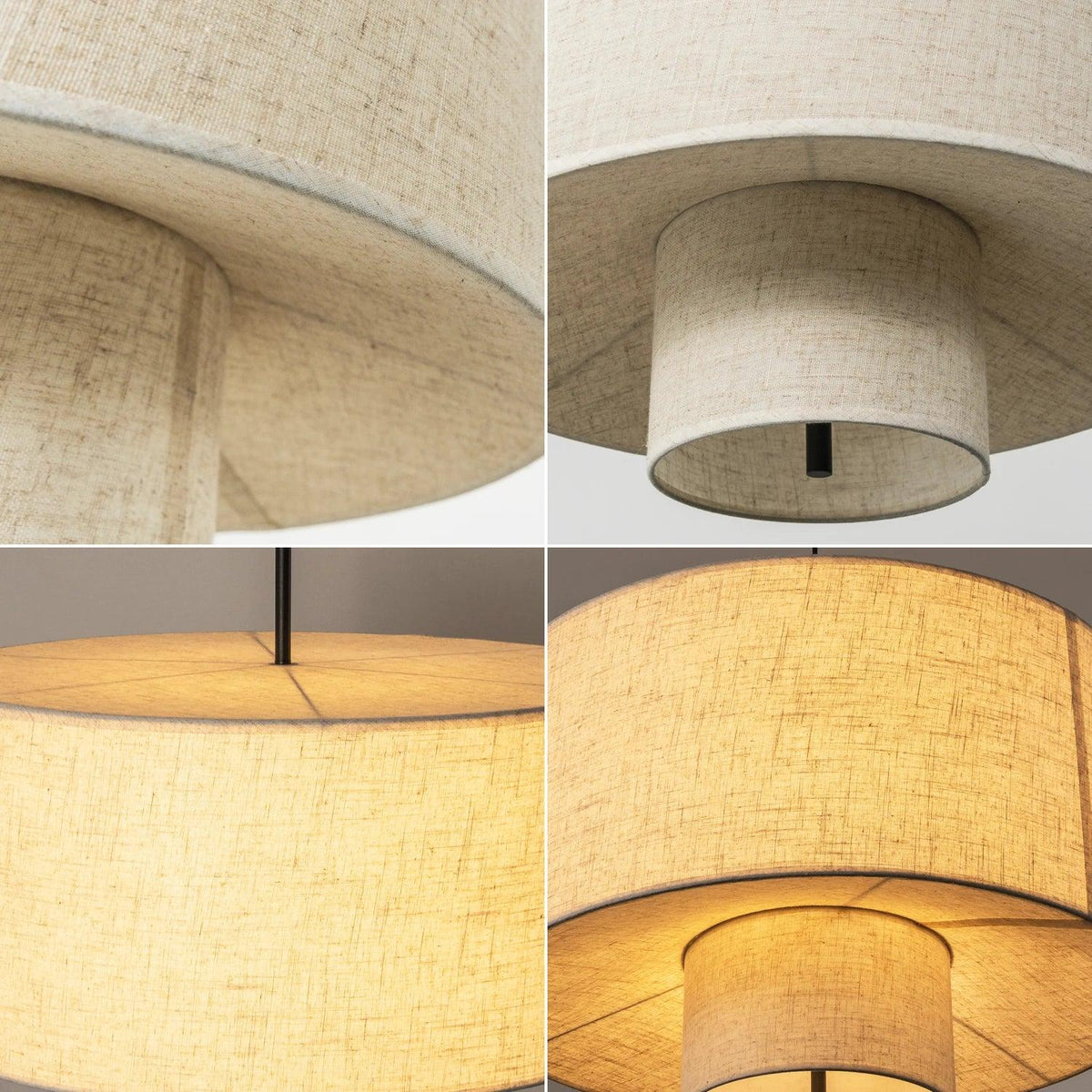 Fabric Double Layer Drum Iron Pendant Light – Iron detail 29