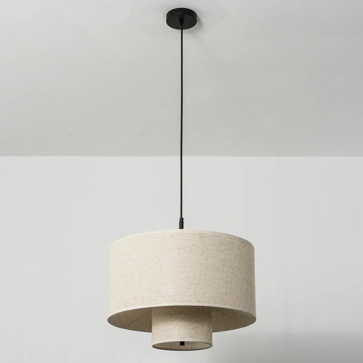 Fabric Double Layer Drum Iron Pendant Light – Iron detail 21