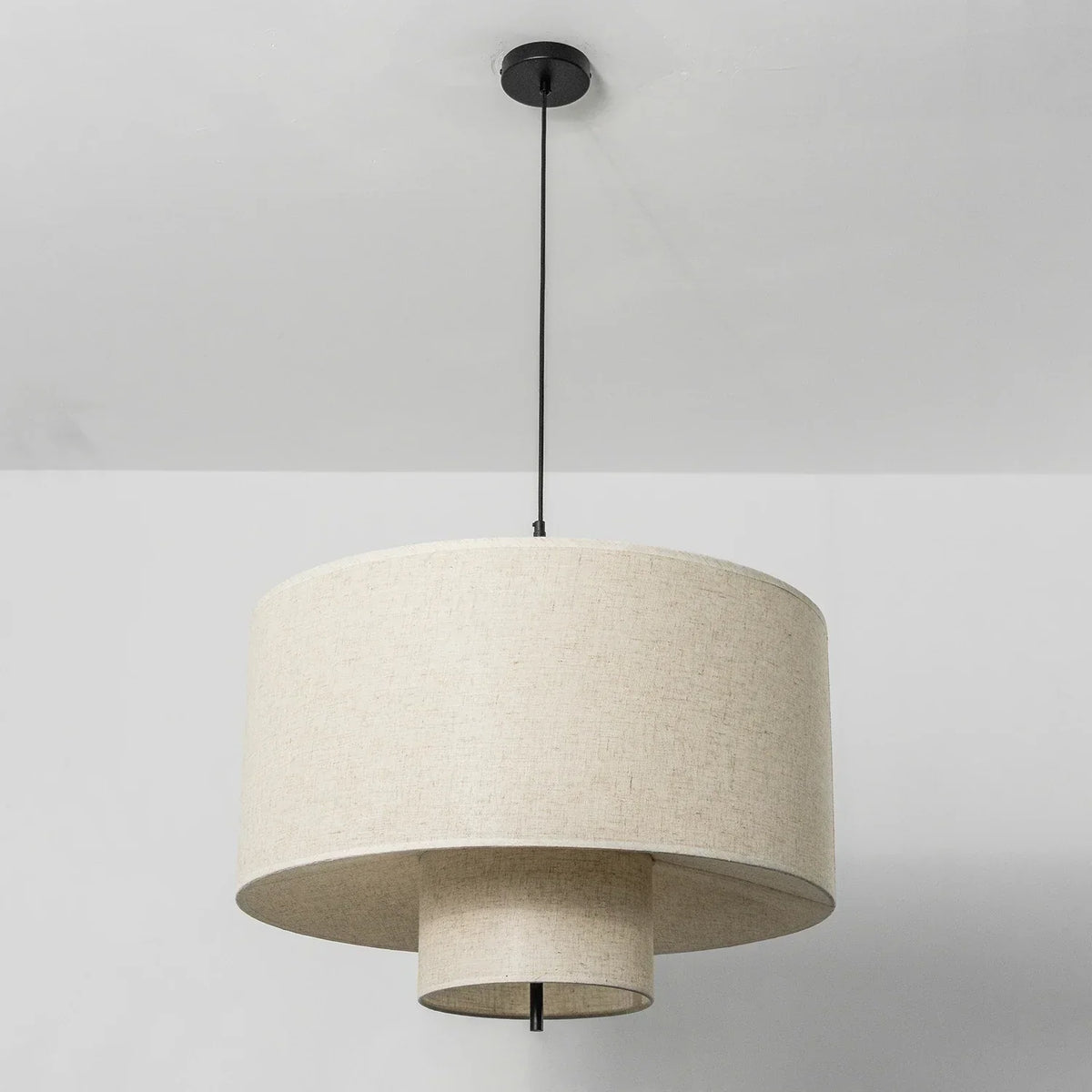 Fabric Double Layer Drum Iron Pendant Light – Iron detail 25