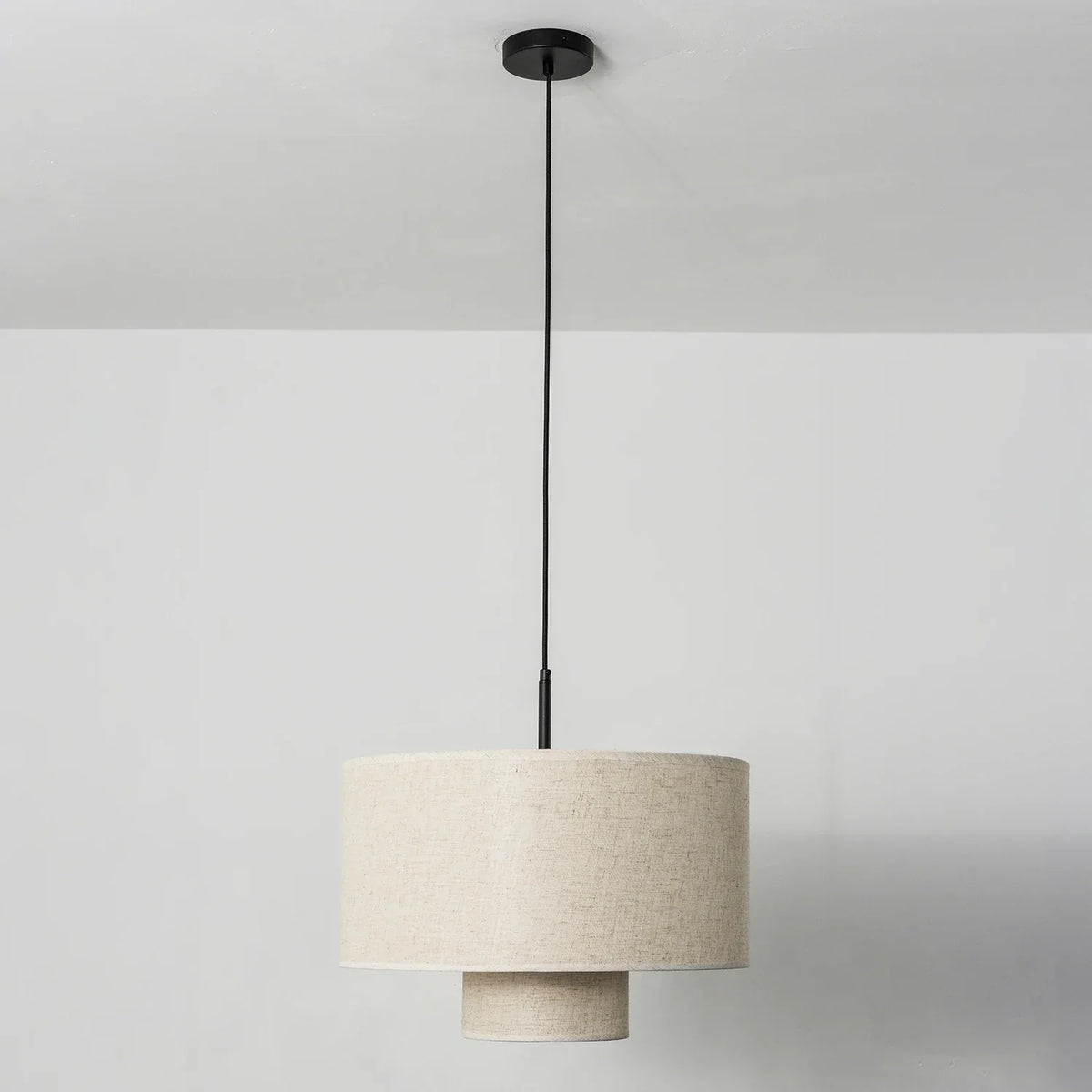 Fabric Double Layer Drum Iron Pendant Light – Iron detail 19