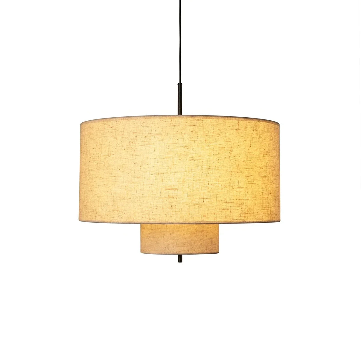 Fabric Double Layer Drum Iron Pendant Light