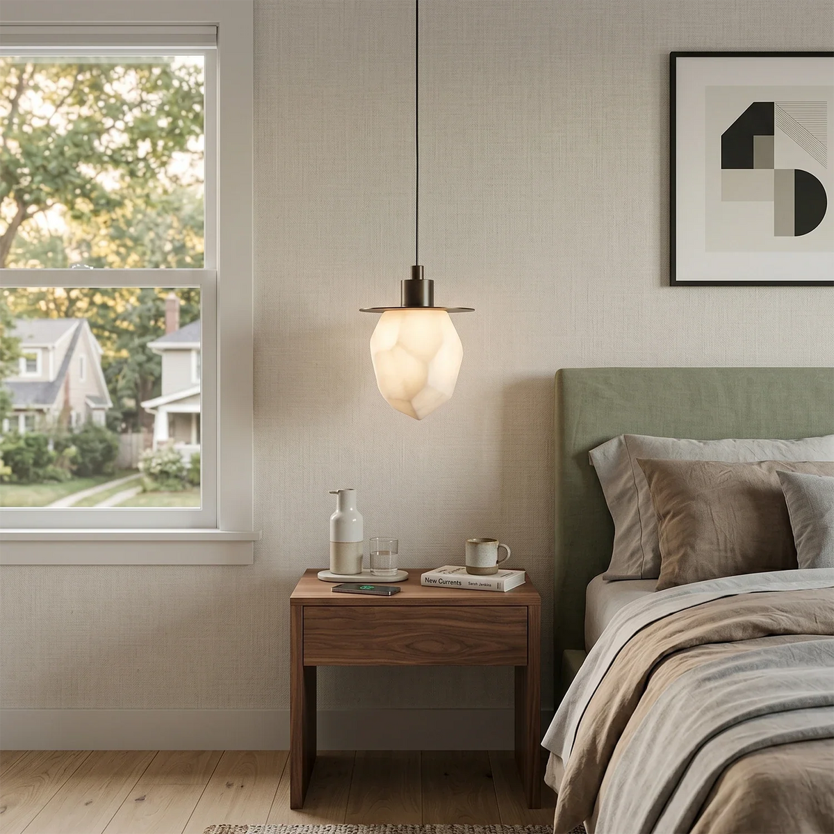 Faceted Alabaster Pendant Light – Alabaster detail 6