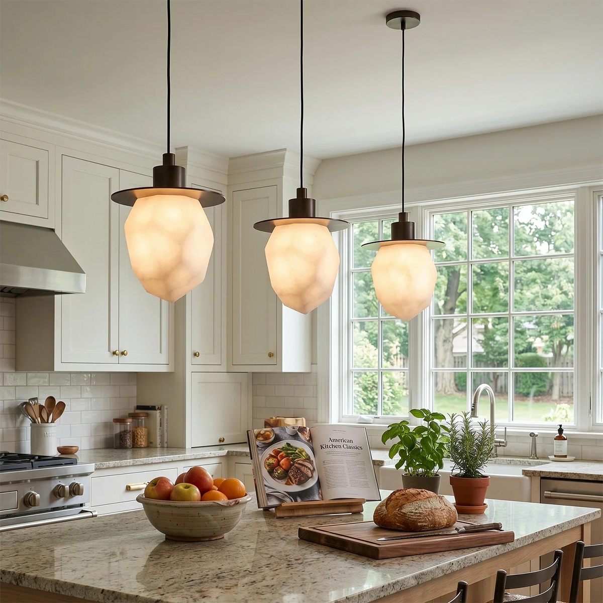 Faceted Alabaster Pendant Light – Alabaster detail 4