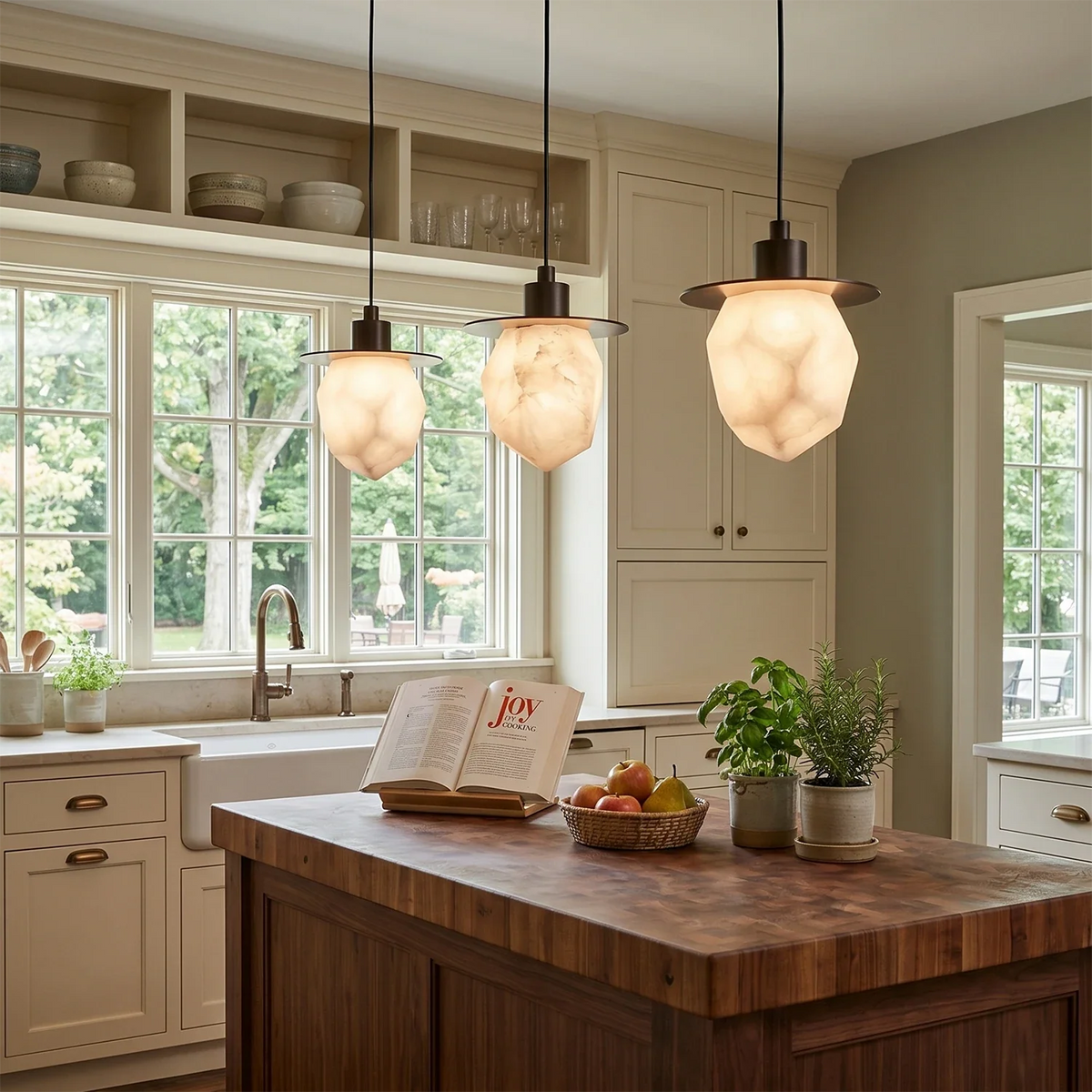Faceted Alabaster Pendant Light – Alabaster detail 5