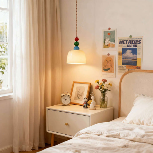 Modern Colorful Beaded Cream Glass Pendant Light