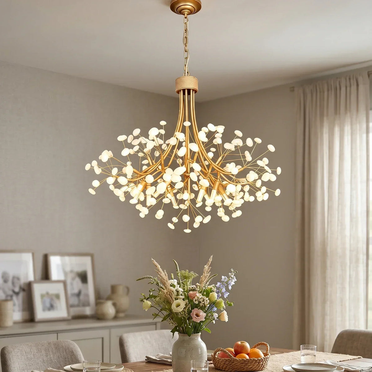 Firefly Round Brass Pebble Glass Chandelier – Glass detail 4