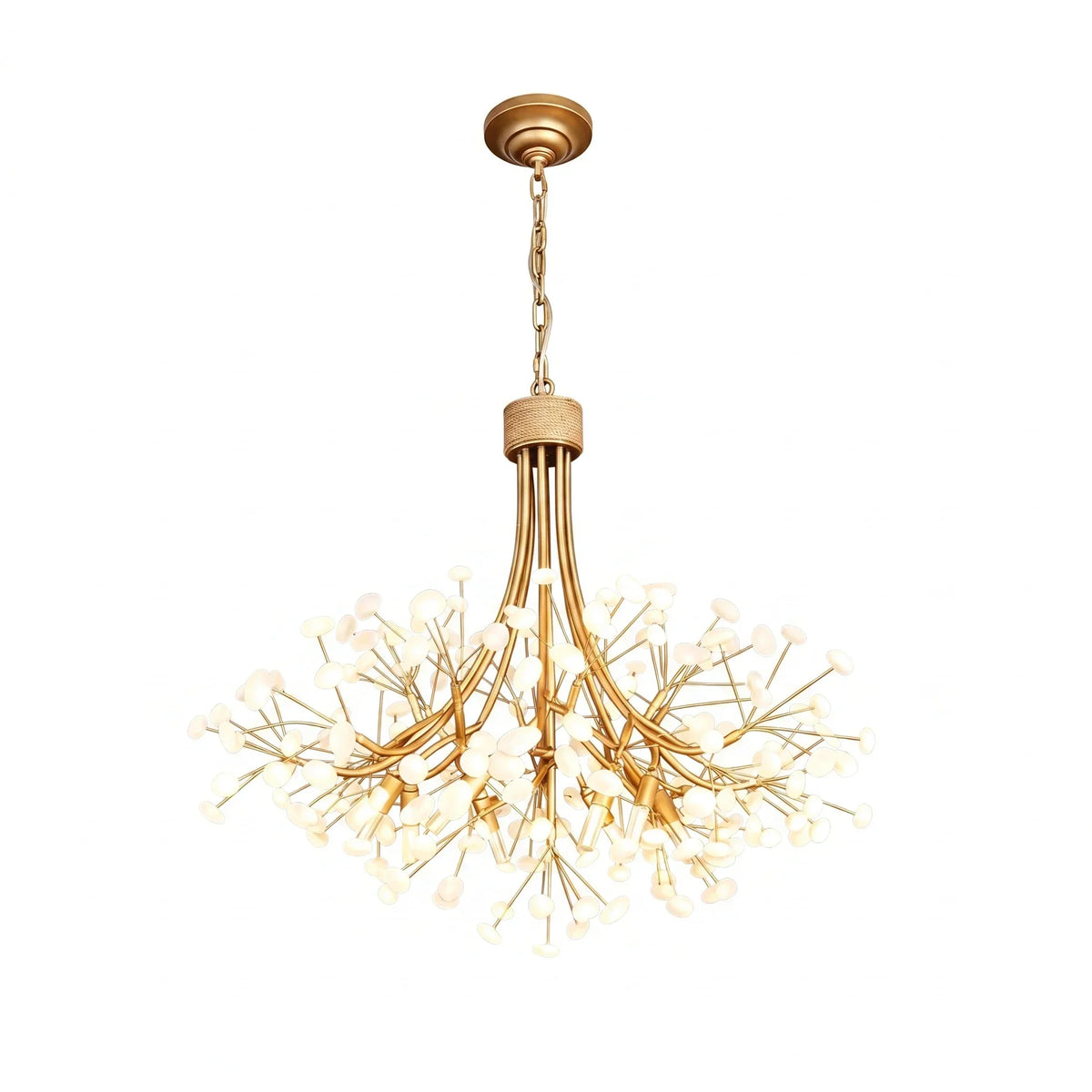 Firefly Round Brass Pebble Glass Chandelier