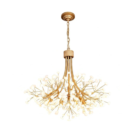 Firefly Round Brass Pebble Glass Chandelier