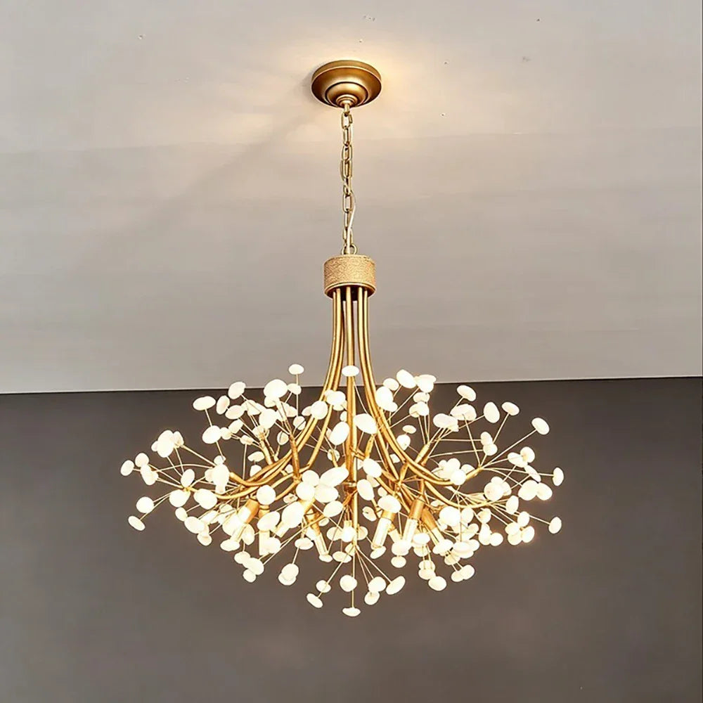 Firefly Round Brass Pebble Glass Chandelier – Glass detail 14