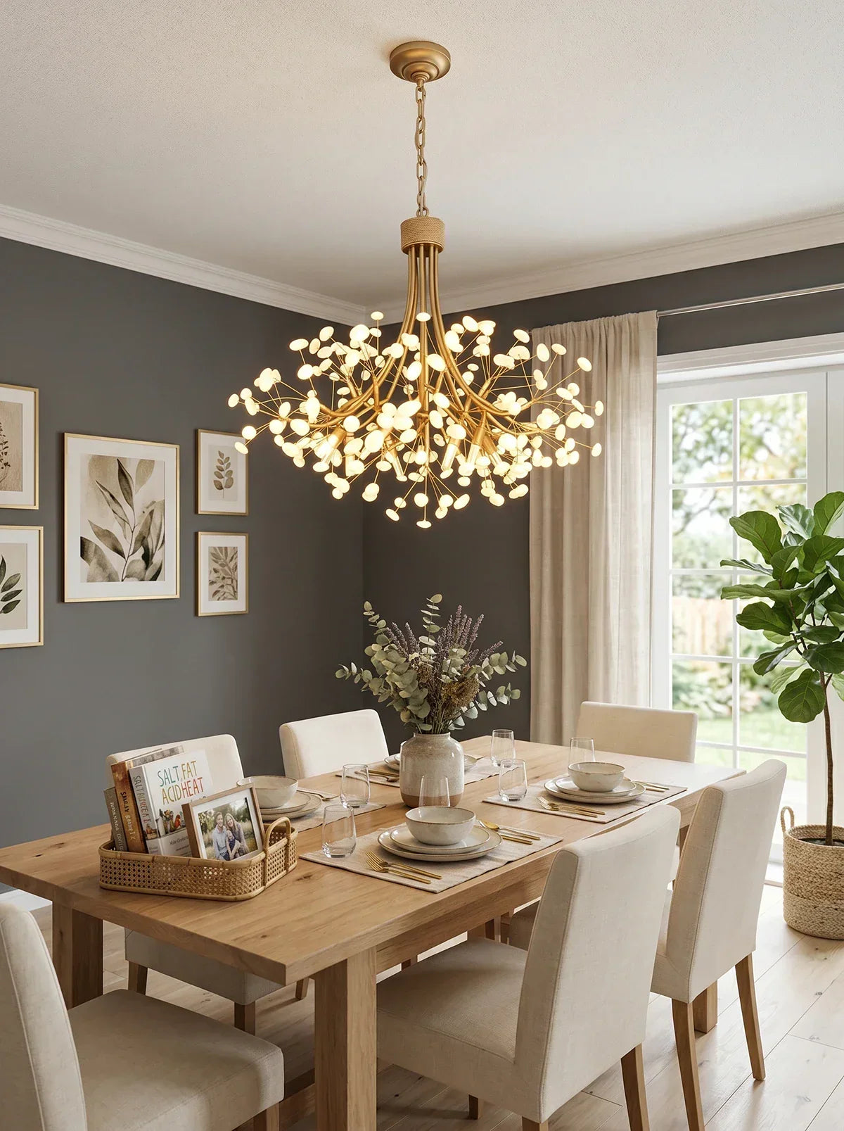 Firefly Round Brass Pebble Glass Chandelier – Glass detail 11