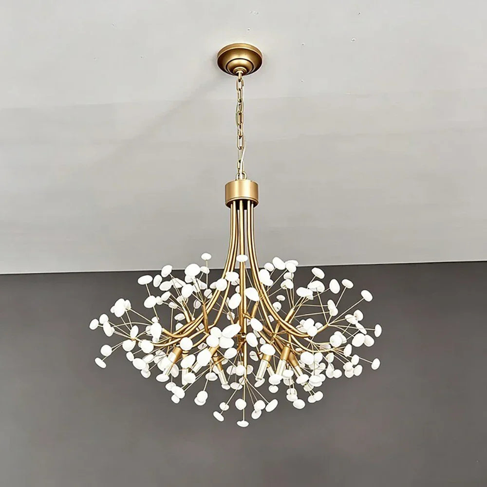 Firefly Round Brass Pebble Glass Chandelier – Glass detail 15