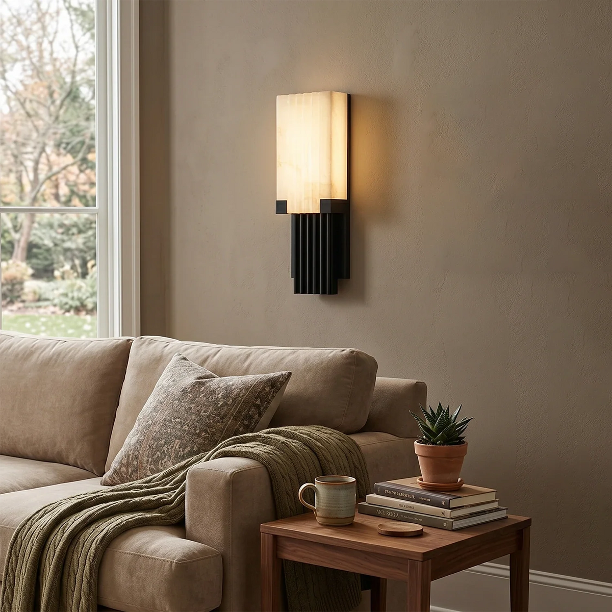 Fluted Alabaster Column Wall Sconce – Alabaster detail 3