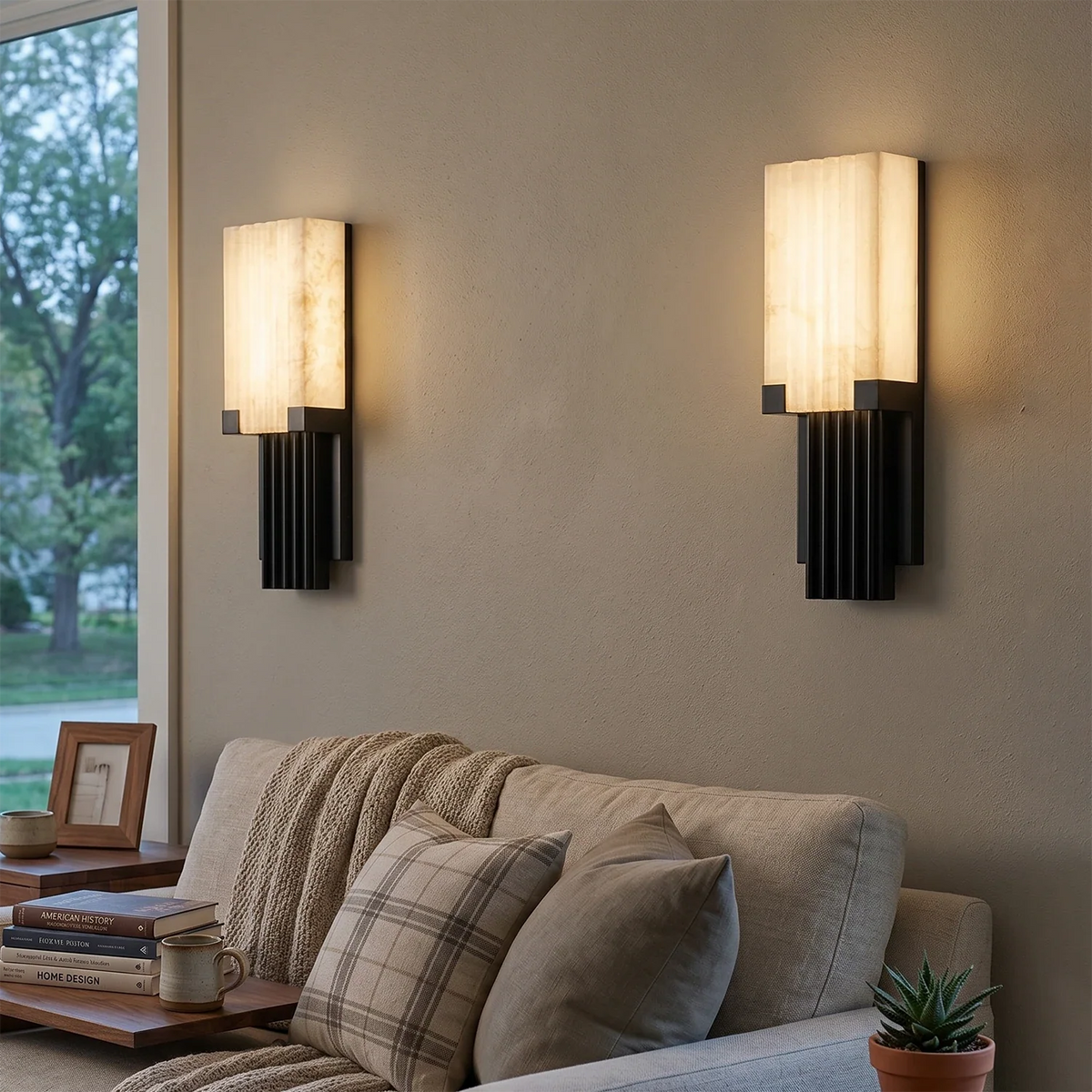 Fluted Alabaster Column Wall Sconce – Alabaster detail 8