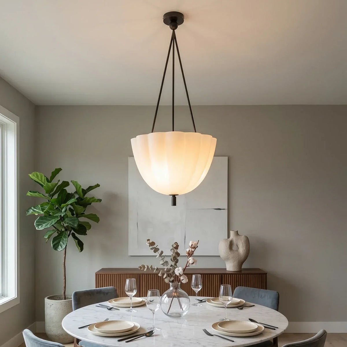 Fluted Glass Volare Scalloped Pendant Lamp – Glass detail 3
