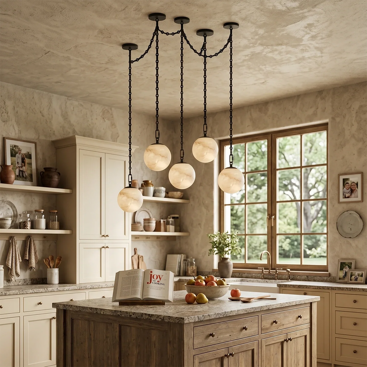 Alabaster Spherical Chain Chandelier – Alabaster detail 10