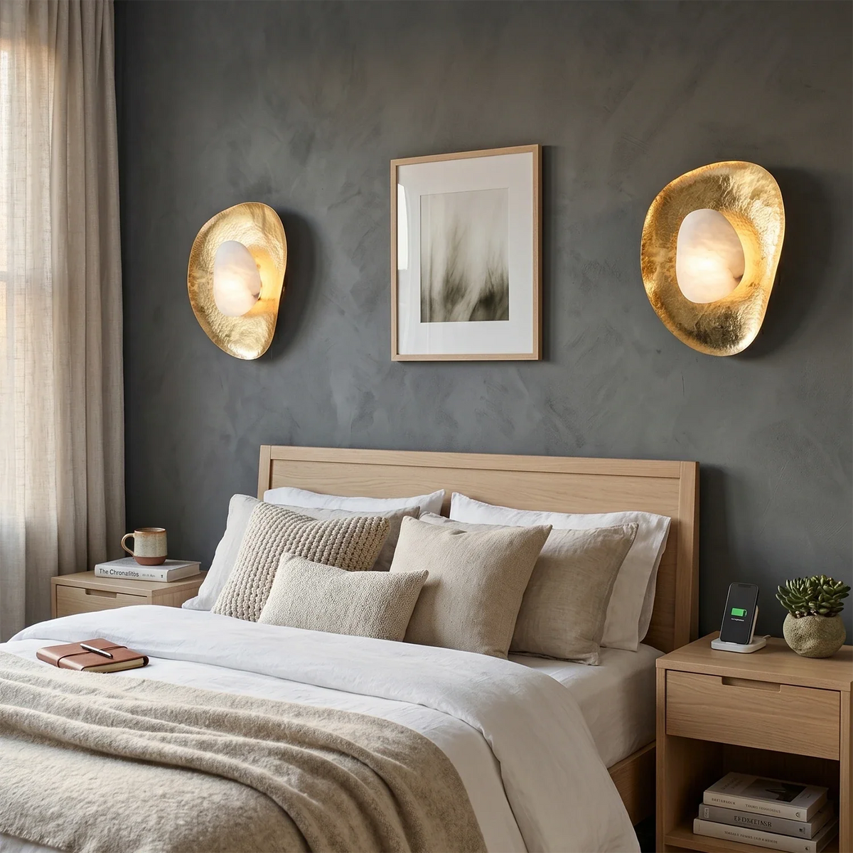 Forged Brass Alabaster Pebble Wall Lamp – Alabaster detail 6