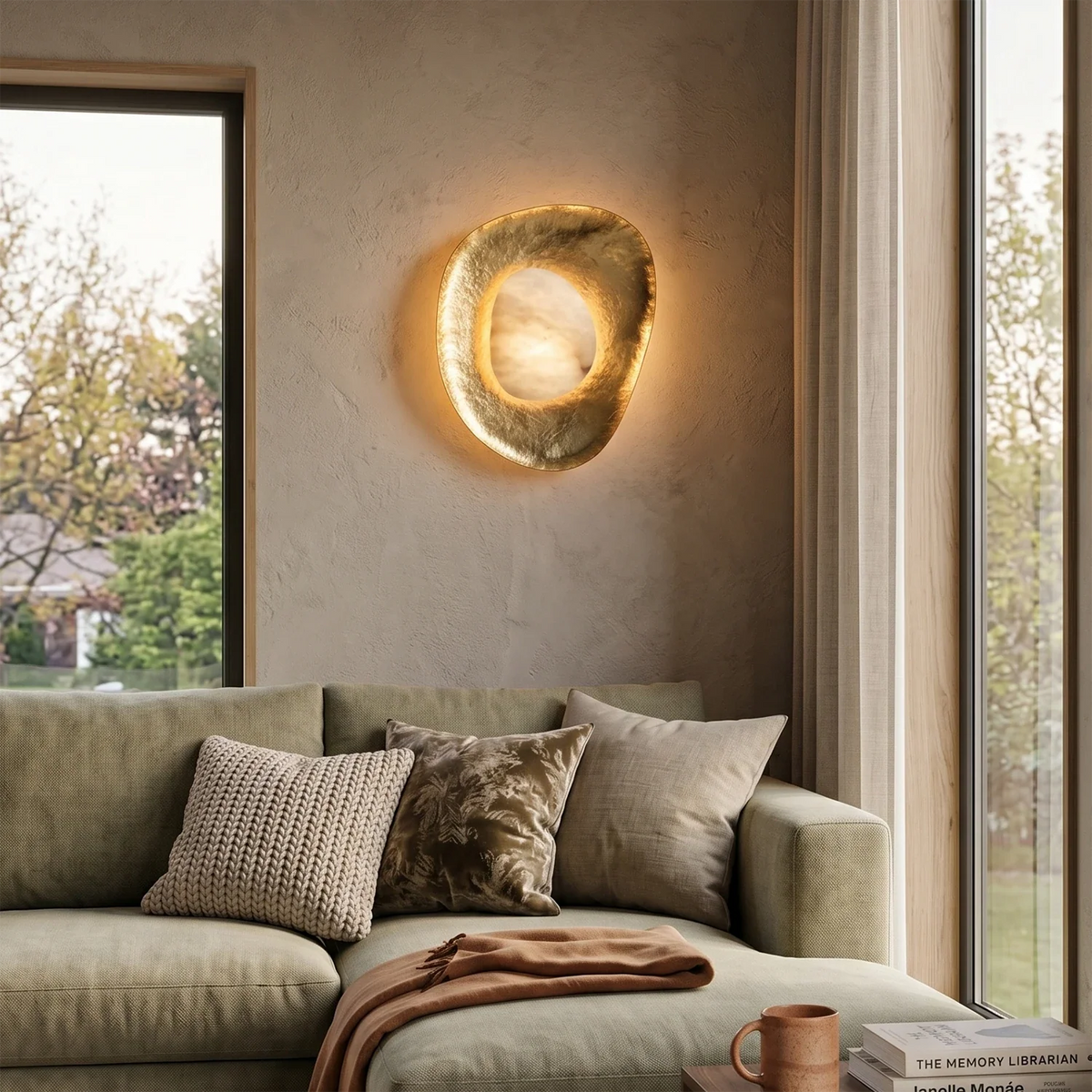 Forged Brass Alabaster Pebble Wall Lamp – Alabaster detail 2