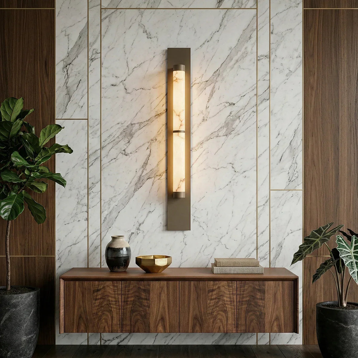 Geo Columnar Linear Alabaster Wall Sconce – Alabaster detail 3