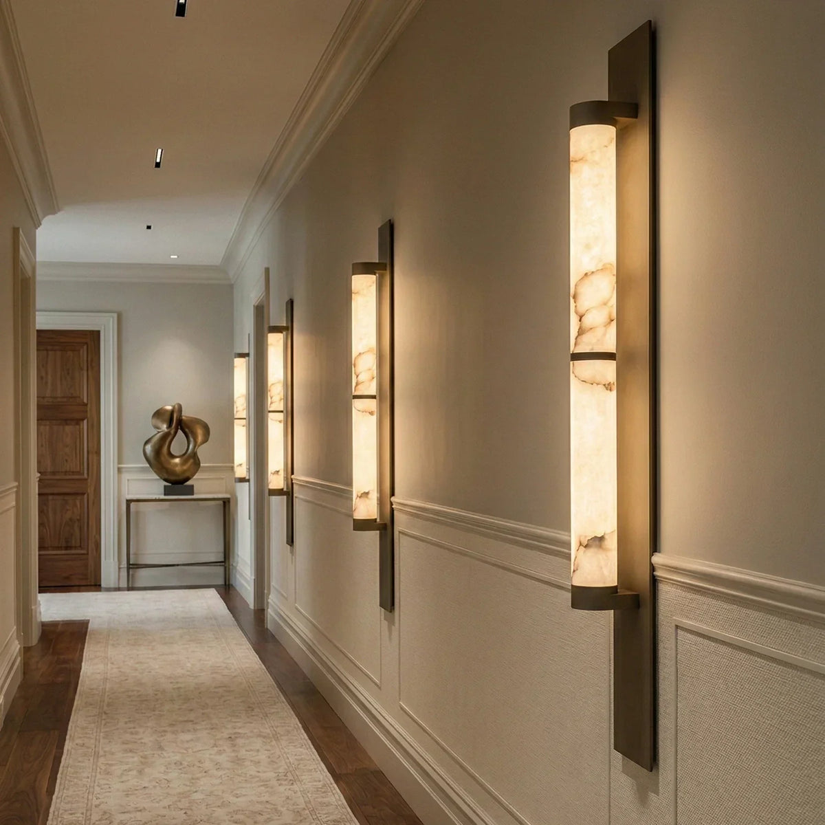Geo Columnar Linear Alabaster Wall Sconce – Alabaster detail 9