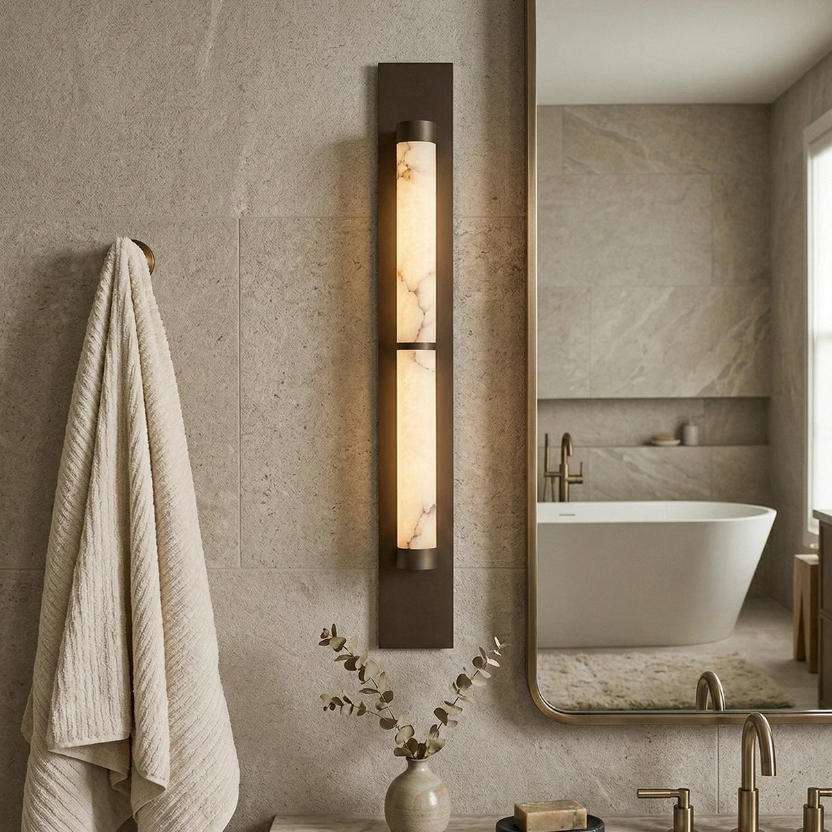 Geo Columnar Linear Alabaster Wall Sconce – Alabaster detail 2