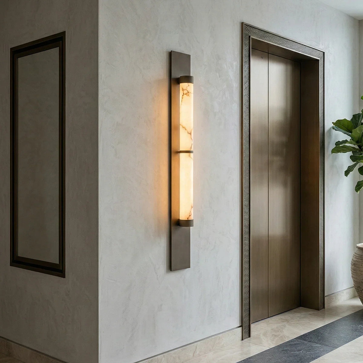 Geo Columnar Linear Alabaster Wall Sconce – Alabaster detail 6