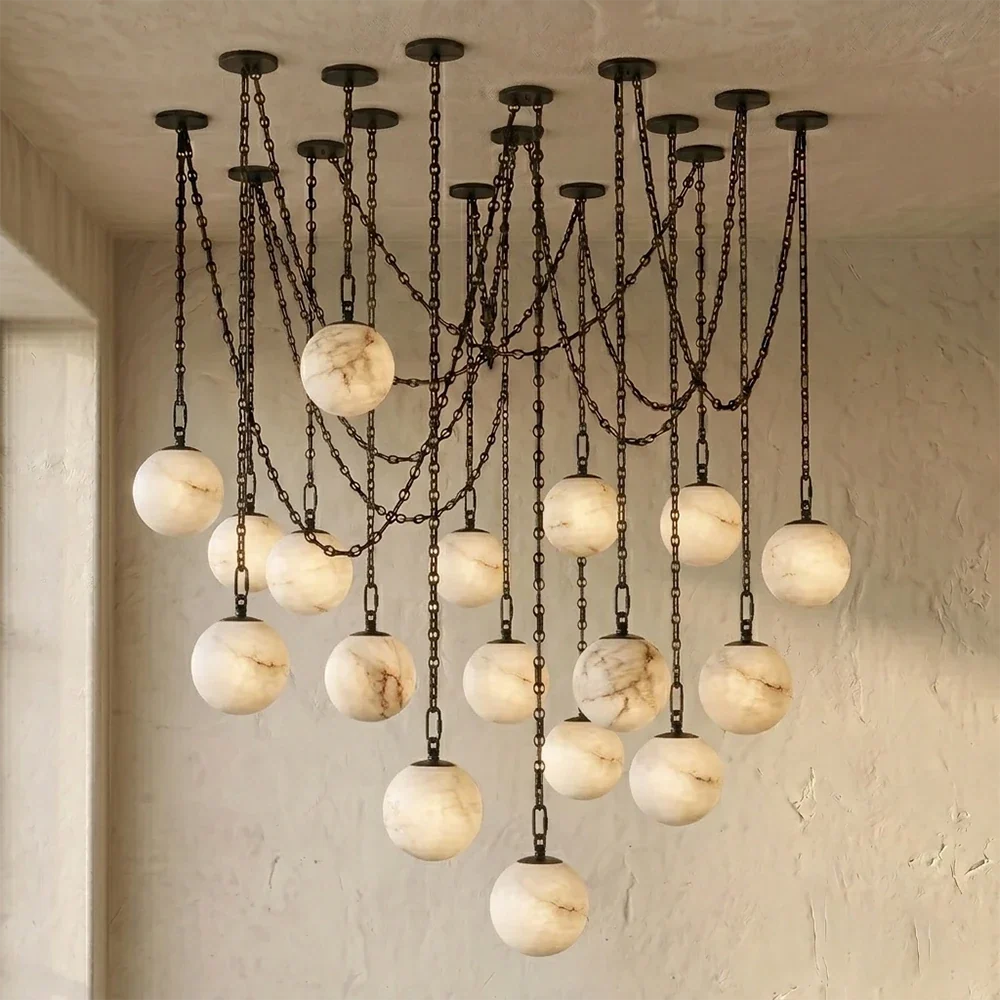 Alabaster Spherical Chain Chandelier – Alabaster detail 39