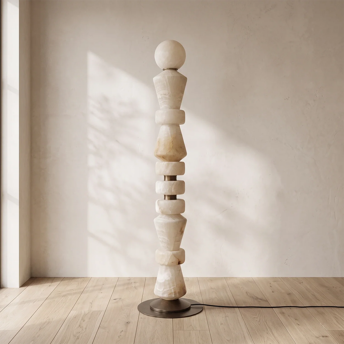 Geometric Alabaster Sculptural Floor Lamp – Alabaster detail 11