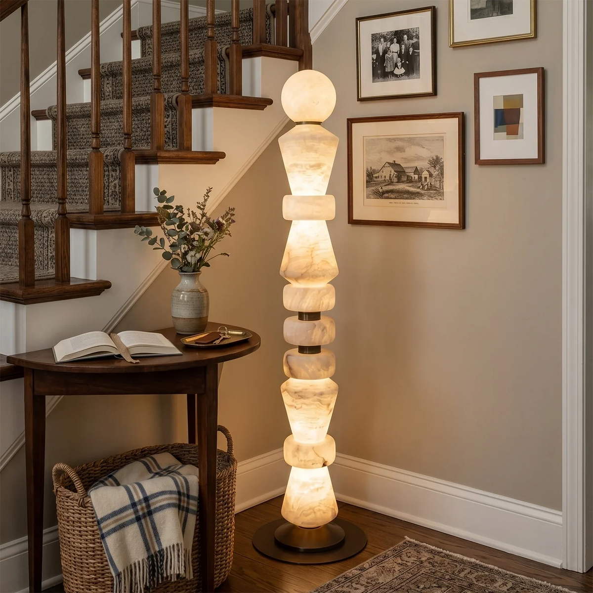 Geometric Alabaster Sculptural Floor Lamp – Alabaster detail 4