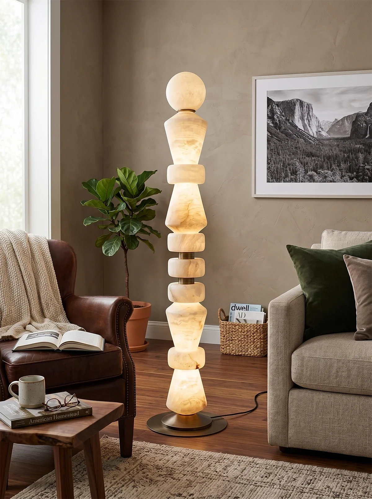 Geometric Alabaster Sculptural Floor Lamp – Alabaster detail 8
