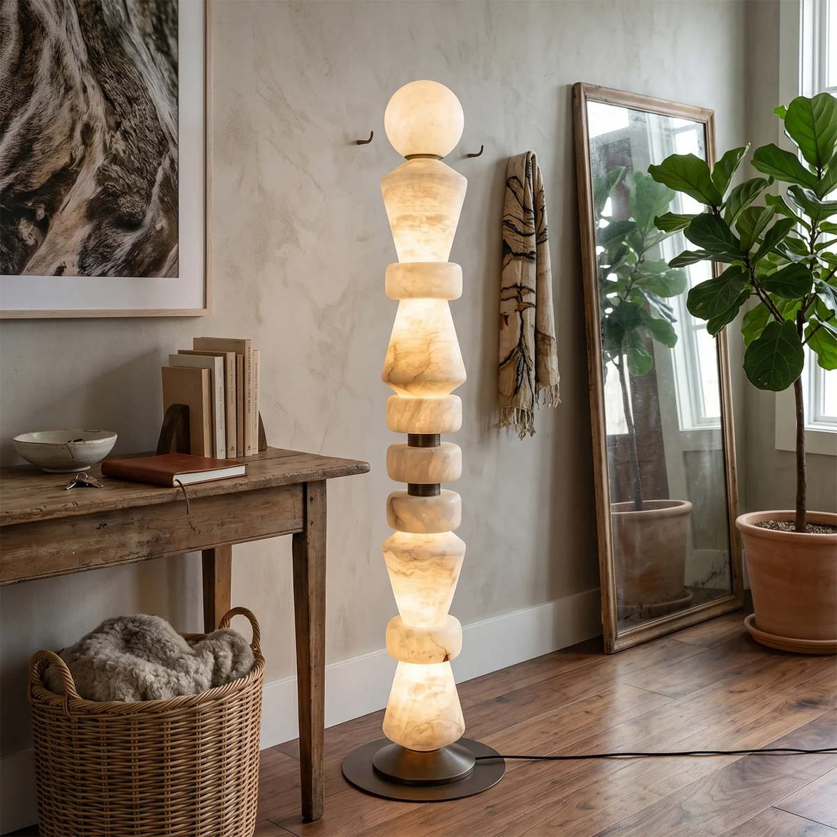 Geometric Alabaster Sculptural Floor Lamp – Alabaster detail 5