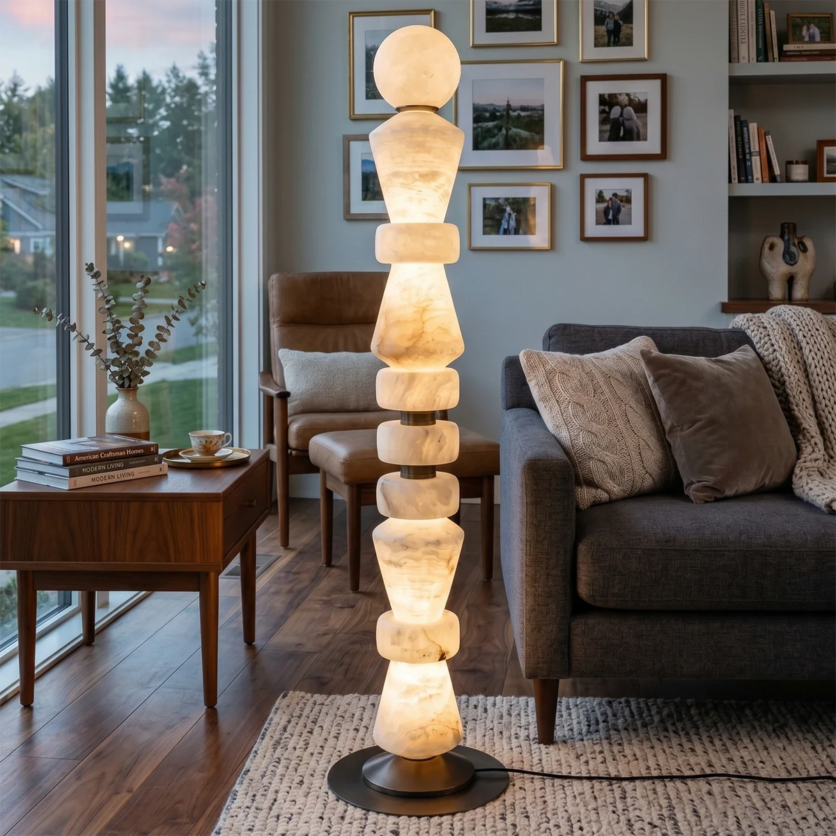 Geometric Alabaster Sculptural Floor Lamp – Alabaster detail 6