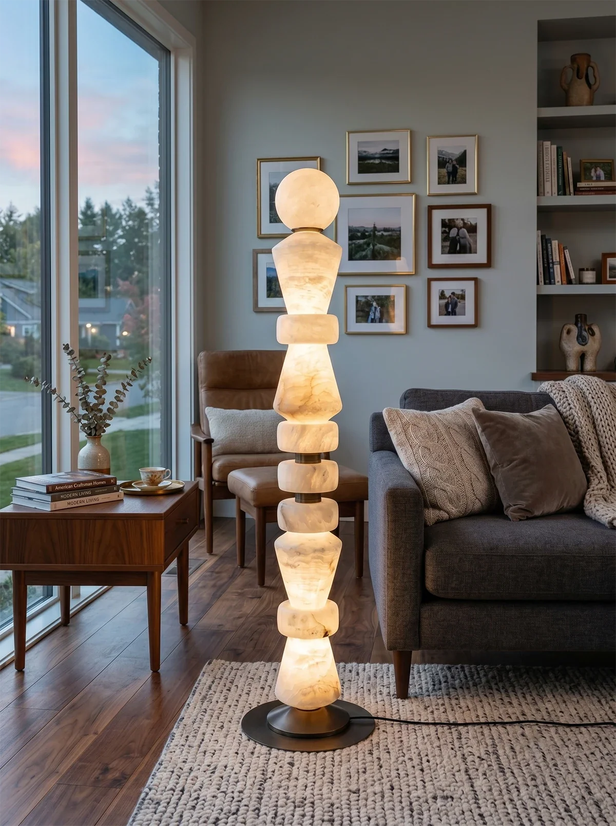 Geometric Alabaster Sculptural Floor Lamp – Alabaster detail 9