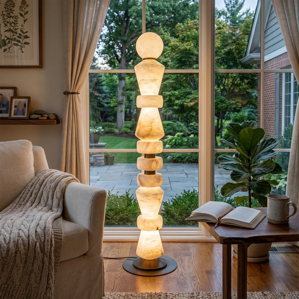 Geometric Alabaster Sculptural Floor Lamp – Alabaster detail 2