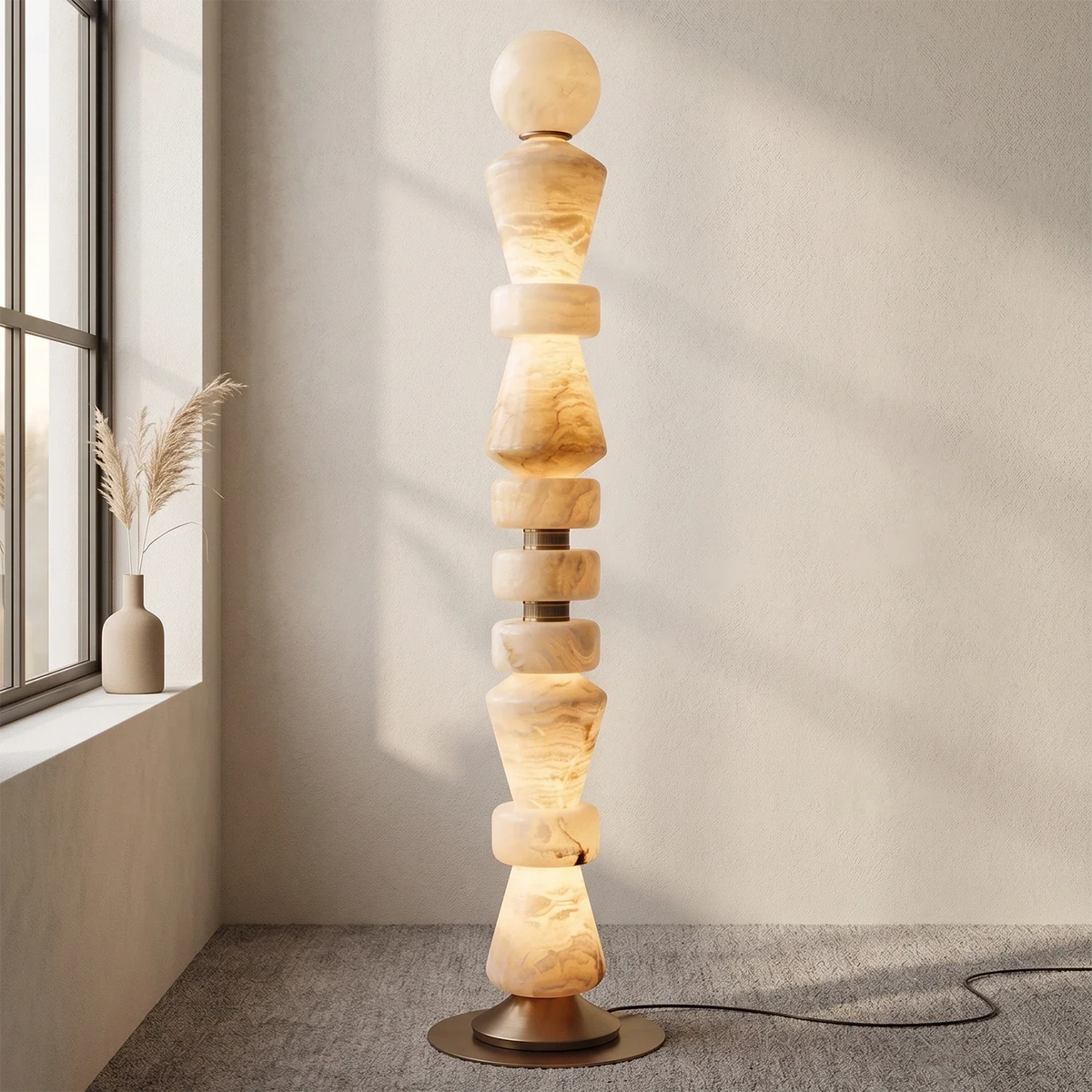 Geometric Alabaster Sculptural Floor Lamp – Alabaster detail 10