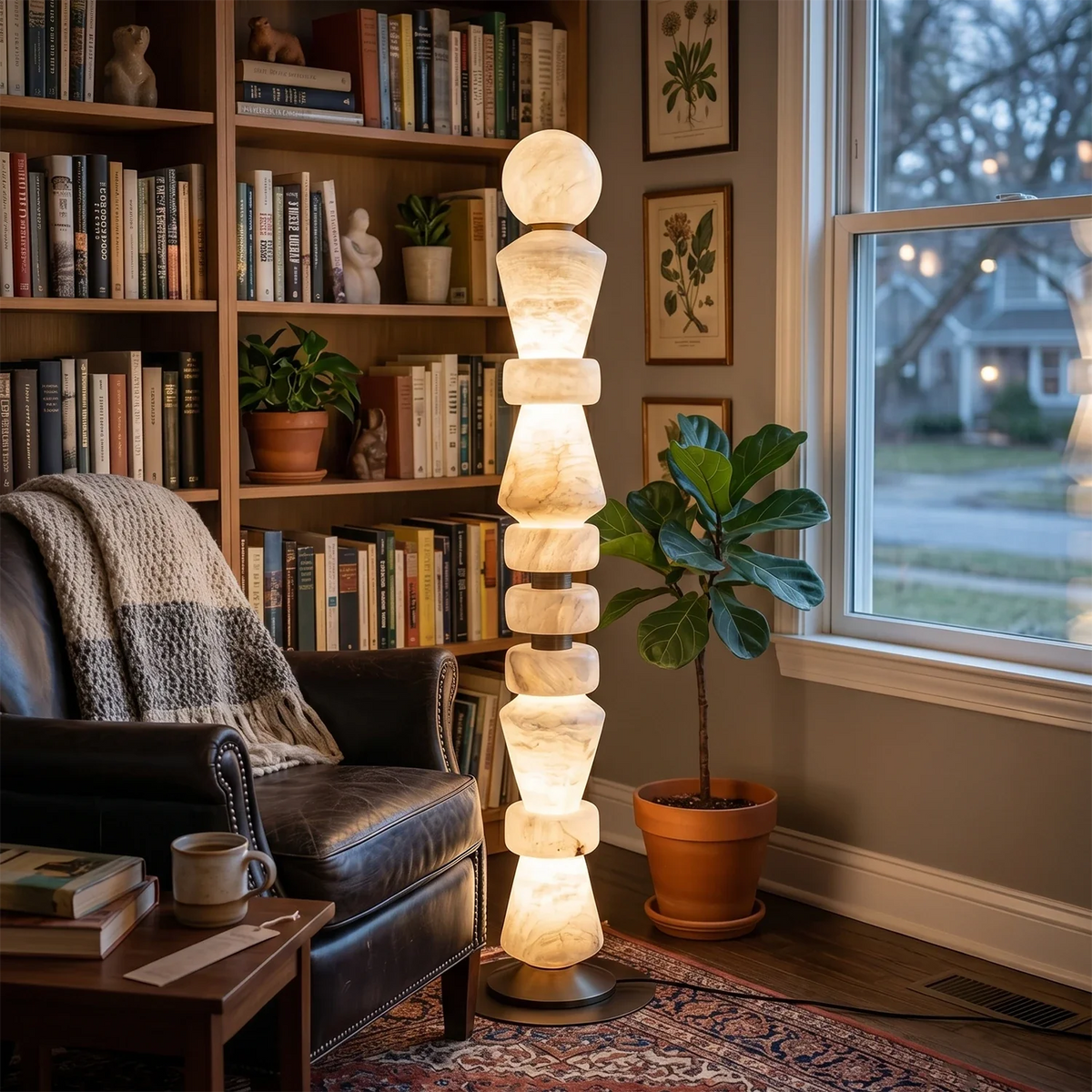 Geometric Alabaster Sculptural Floor Lamp – Alabaster detail 3