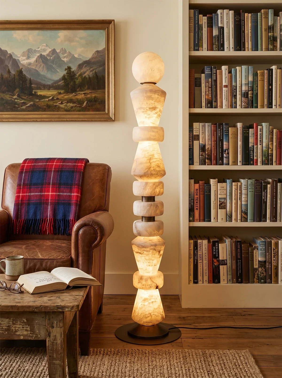 Geometric Alabaster Sculptural Floor Lamp – Alabaster detail 7